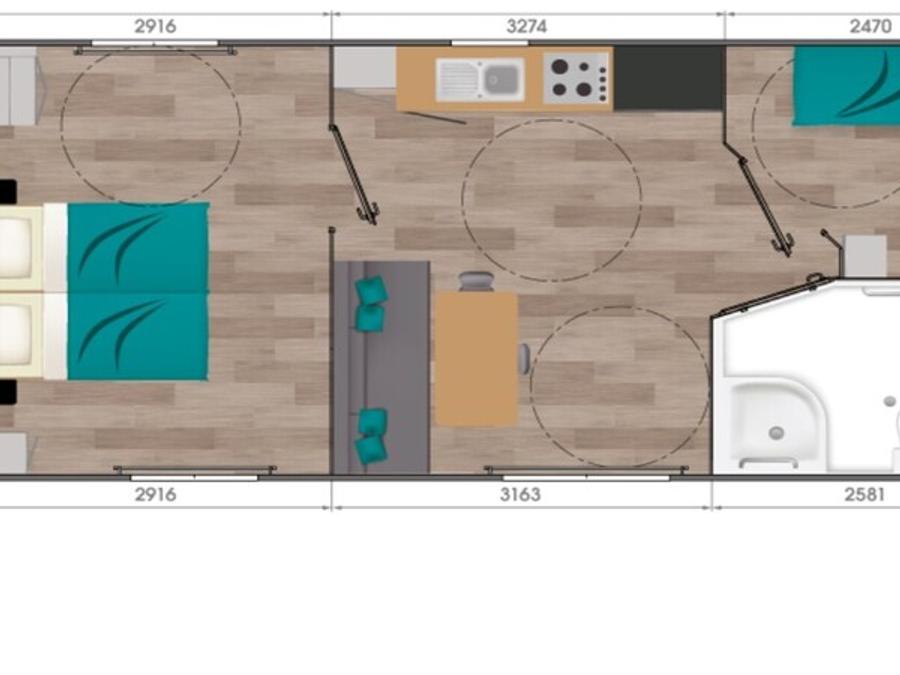 Mobilhome 4 personnes - Confort + 2 Chambres 4 Personnes PMR 3