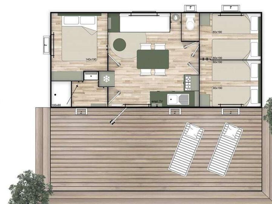 Mobilhome 4 personnes - Mh Confort 2 Chambres 4 Pers. 2 Salles de bains 2