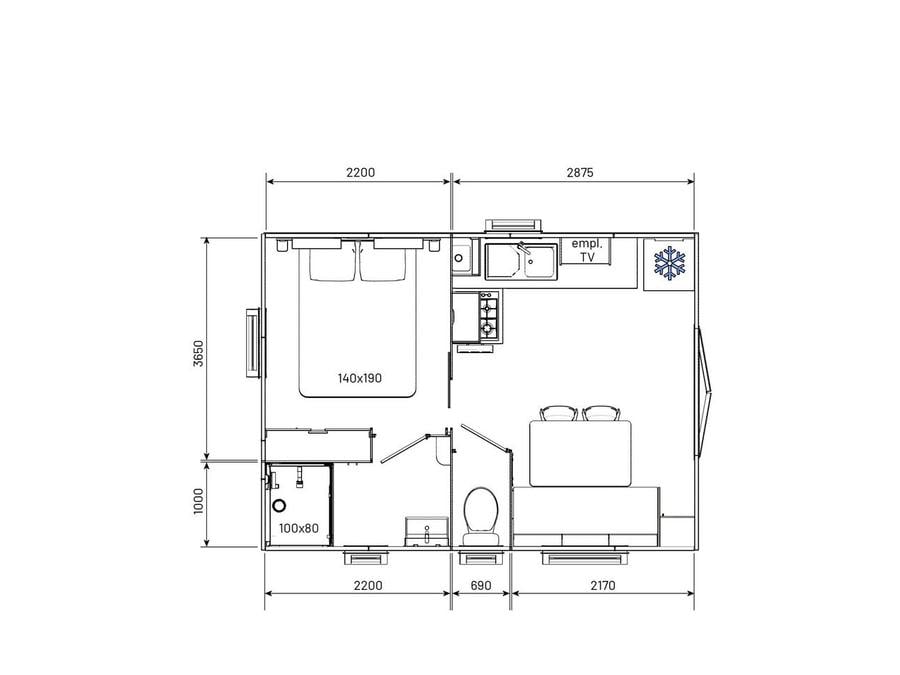 Mobilhome 2 personnes - CONFORT EVO 20 m² (Animaux interdits) 12