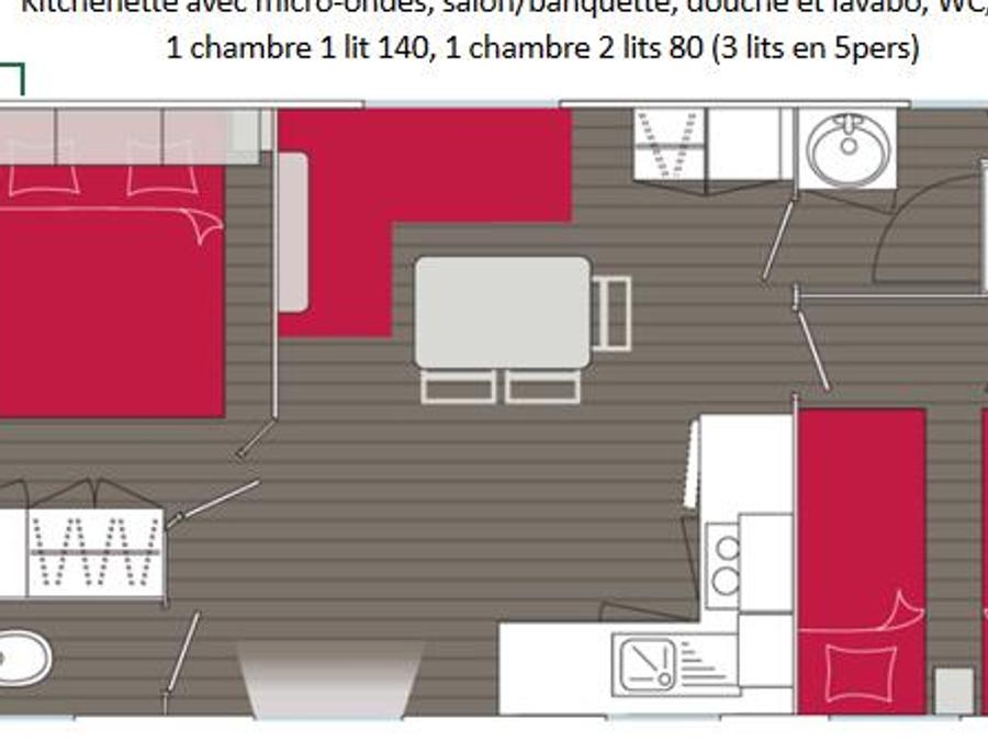 Mobilhome 5 personnes - OCEANE 27 m² 4 adultes + 1 enfant 7