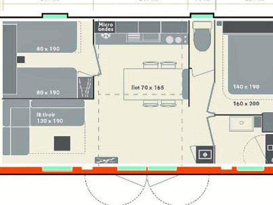 Mobilhome 6 personnes - Lodge Premium 2 chambres 4/6 P 8