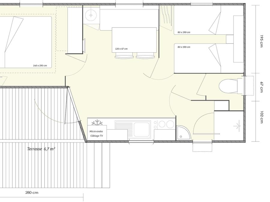 Mobilhome 5 personnes - Lodge Confort 2 chambres 4/5 P 7