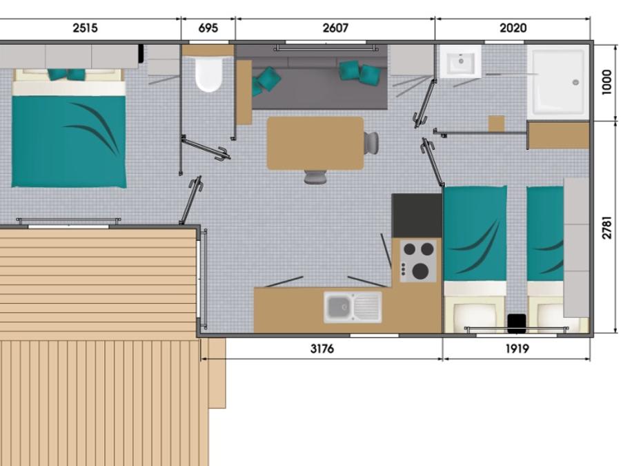 Mobilhome 4 personnes - Mobil-home Confort 27m² 2 ch (2015) 4 pers 4