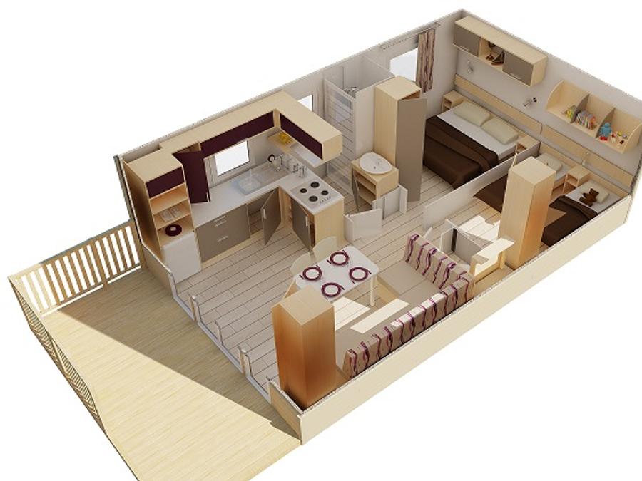 Mobilhome 4 personnes - Mobil-home Confort 27m² 2 ch (2015) 4 pers 2