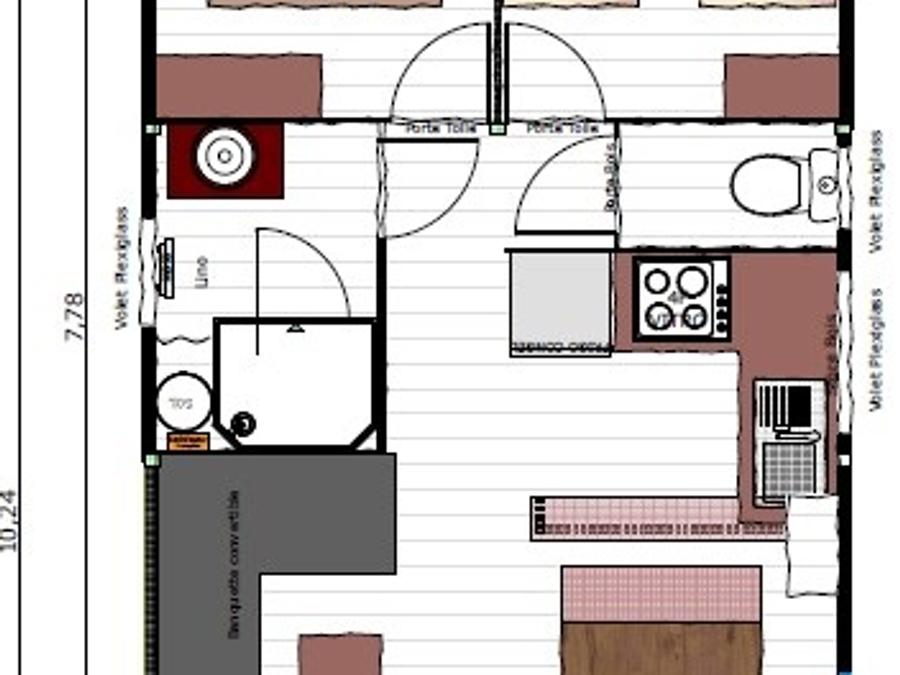 Tente en toile et en bois 5 personnes - Lodge Premium 32m² 2 ch (2024) 4/5 pers 3