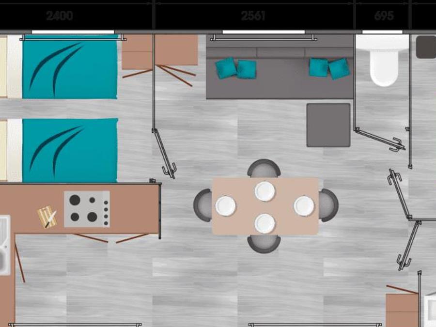 Mobilhome 4 personnes - 2 chambres. 12