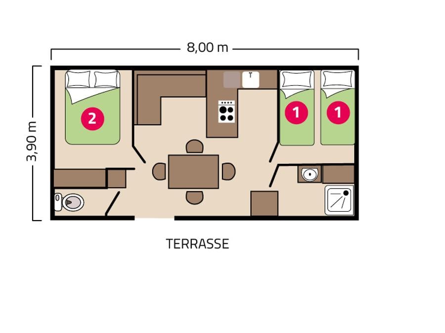 Mobilhome 4 personnes - Atlantique Éco 4 personnes (avec terrasse) 2