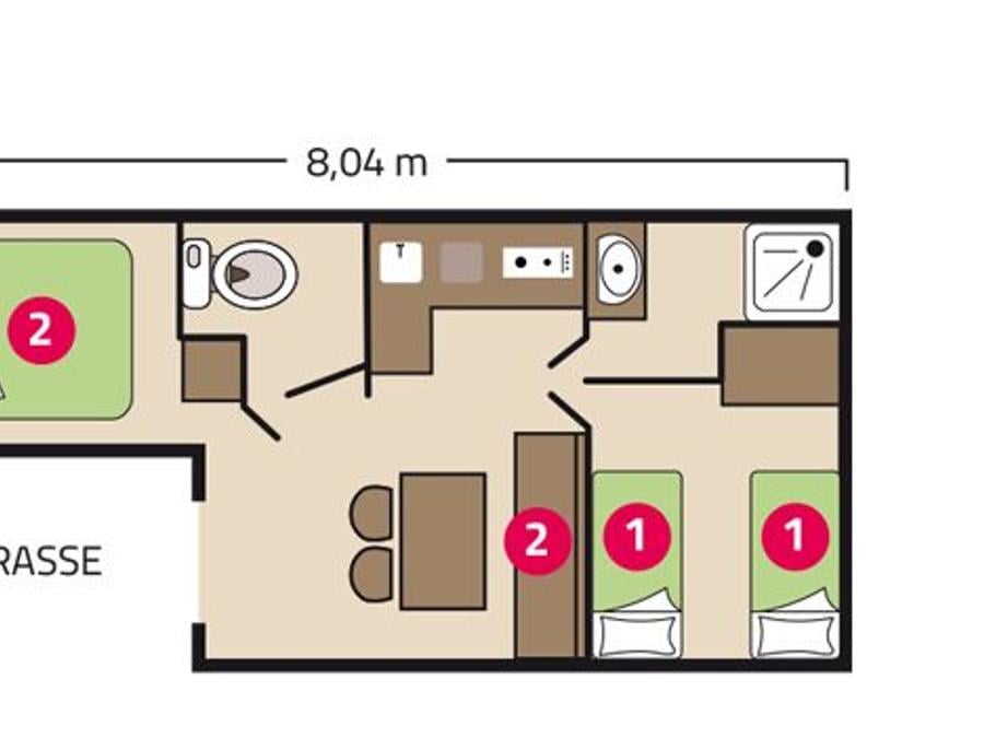 Mobilhome 6 personnes - Loggia Eco - 2 chambres - TV 9