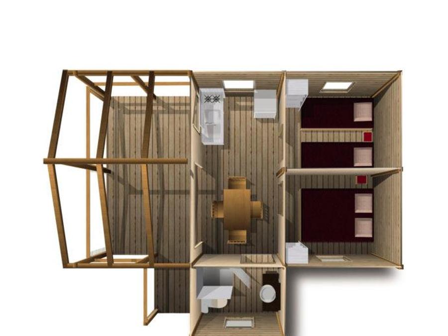 Tente en toile et en bois 5 personnes - CABANE PILOTIS 6