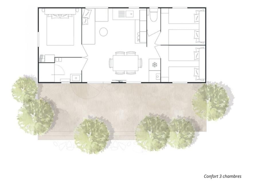 Mobilhome 6 personnes - 3 chambres 35m² confort 6