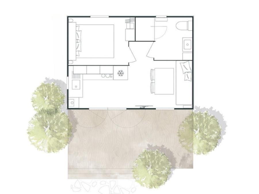 Mobilhome 2 personnes - Mobil home SOLO 20m² 1 chambre APERCU MER 6