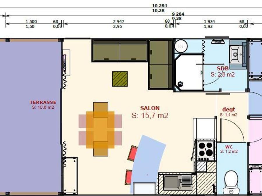 Tente en toile et en bois 4 personnes - Sweetflower sur pilotis Confort 43m² (2 chambres) + terrasse semi-couverte de 11 m² + TV - 4 pers 7
