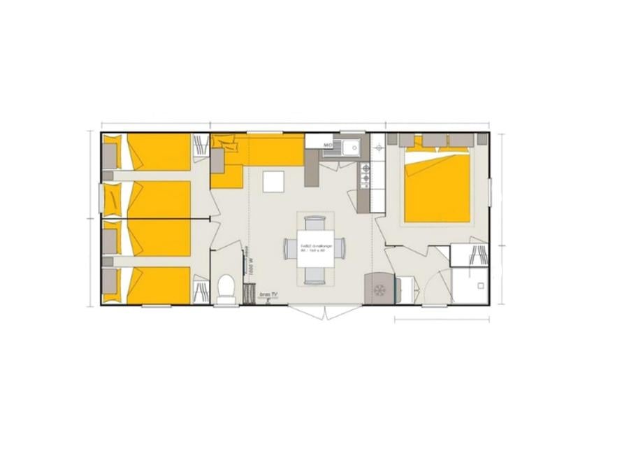 Mobilhome 6 personnes - Mobil-home Confort 35m² (3ch-6pers) + terrasse + TV + LV + Clim 5