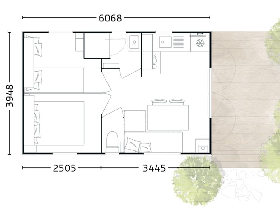 Mobilhome 4 personnes - Bergame 23m² - 2 chambres 2
