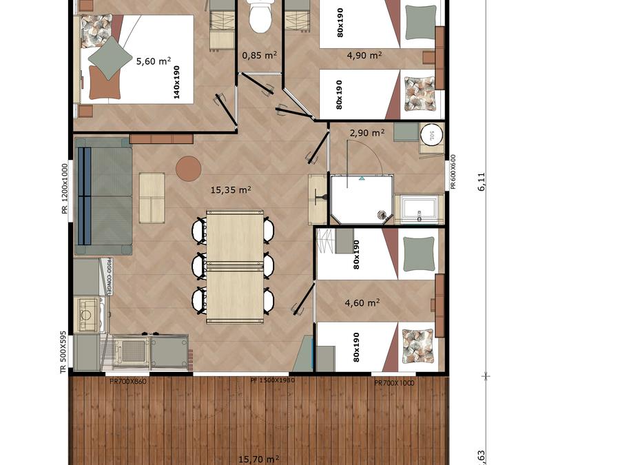 Chalet 6 personnes - Sésame 35m² - 3 chambres 4