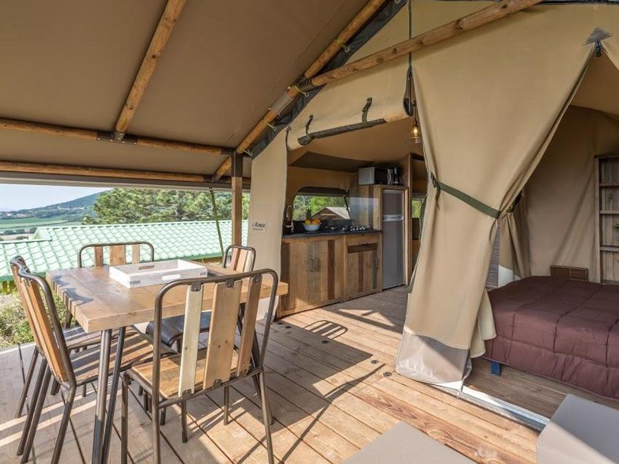 Tente en toile et en bois 5 personnes - Lodge sur pilotis Confort River View 0