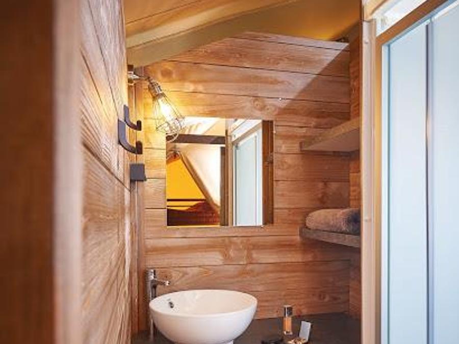 Tente en toile et en bois 5 personnes - Lodge sur pilotis Confort River View 5