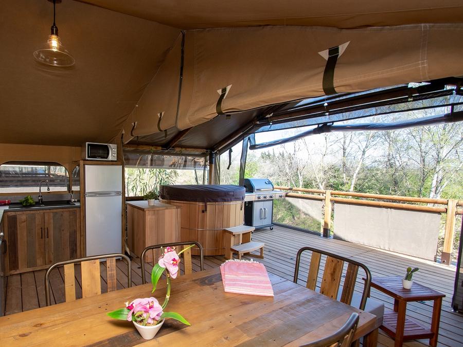 Tente en toile et en bois 7 personnes - Lodge Kenya Premium + bain nordique 0