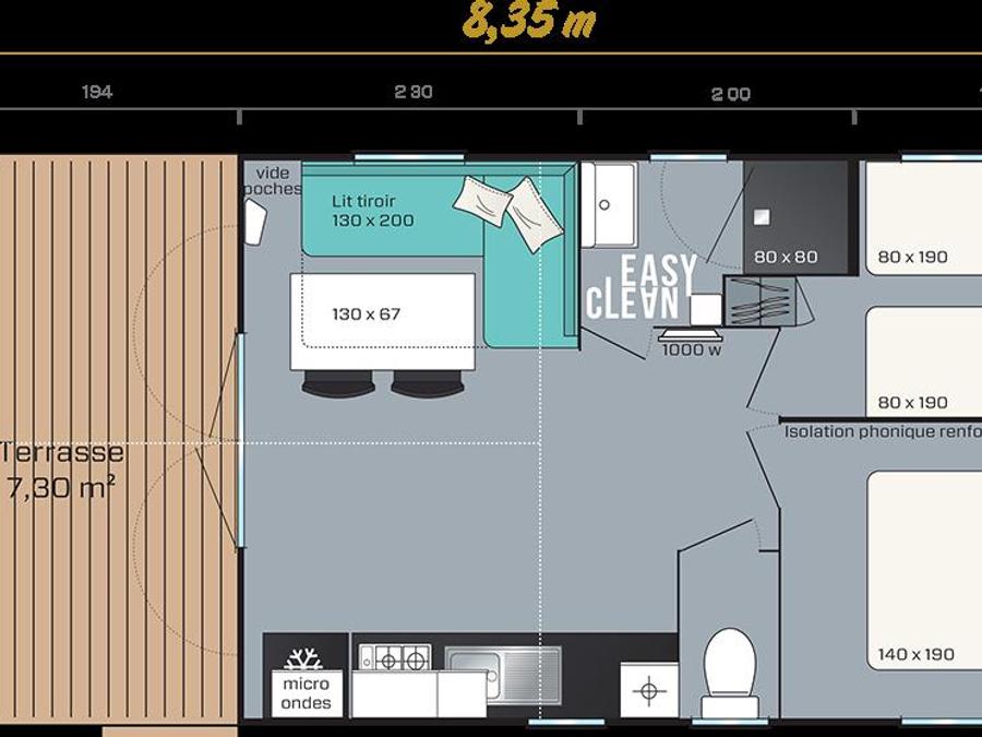Mobilhome 4 personnes - Confort 24m² 2 chambres 5