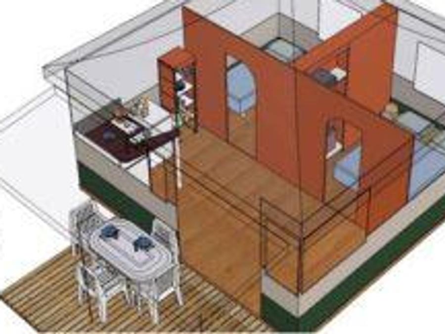 Bungalow toilé 4 personnes - Tentes Toilées Standard 25m² 2 chambres sans sanitaire 4 pers 6