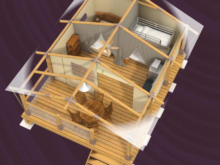 Tente en toile et en bois 5 personnes - Freeflower Confort 34m² - 2 chambres - sans sanitaire 5 pers 4