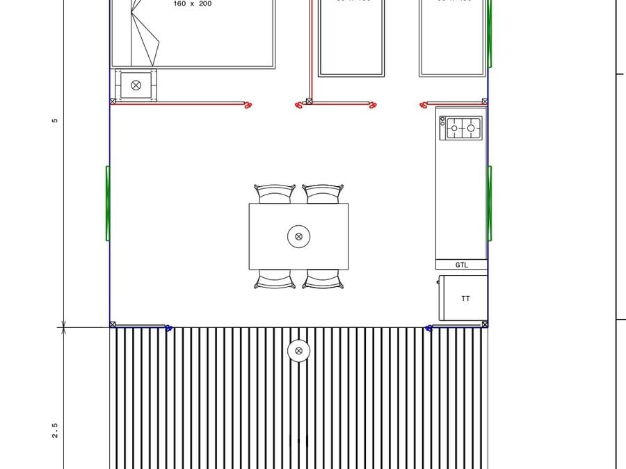 Tente en toile et en bois 4 personnes - Tente Woodlodge Confort 23m² 2 chambres - sans sanitaire 4 pers 5