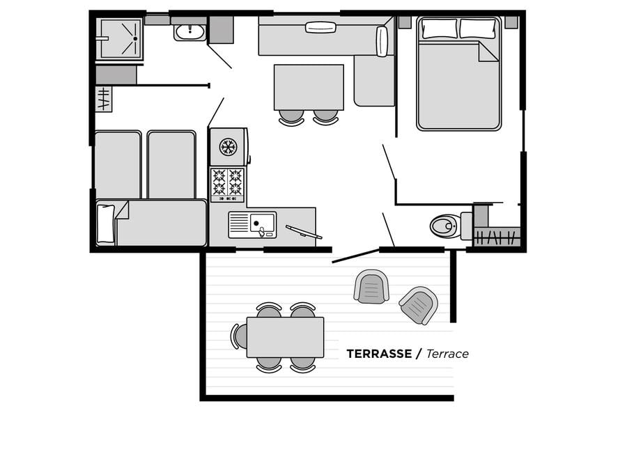 Mobilhome 5 personnes - COTTAGE - 2 Chambres - TV 10