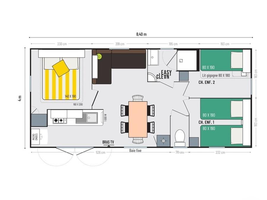 Mobilhome 4 personnes - Ciela Confort - 2 chambres 6