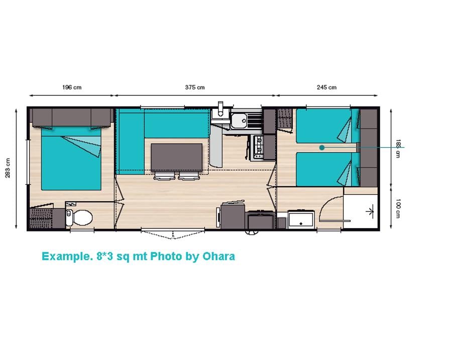 Mobilhome 4 personnes - Confort Plus 28m² / 2 chambres / clim 9