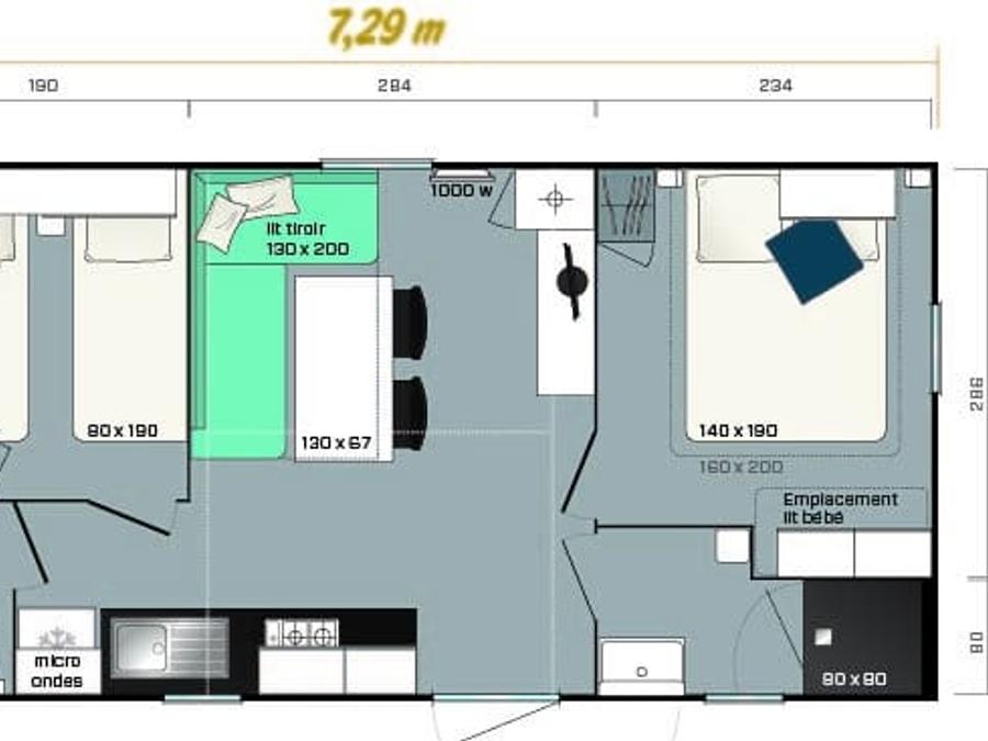 Mobilhome 4 personnes - SUPER MERCURE RIVIERA CONFORT 7