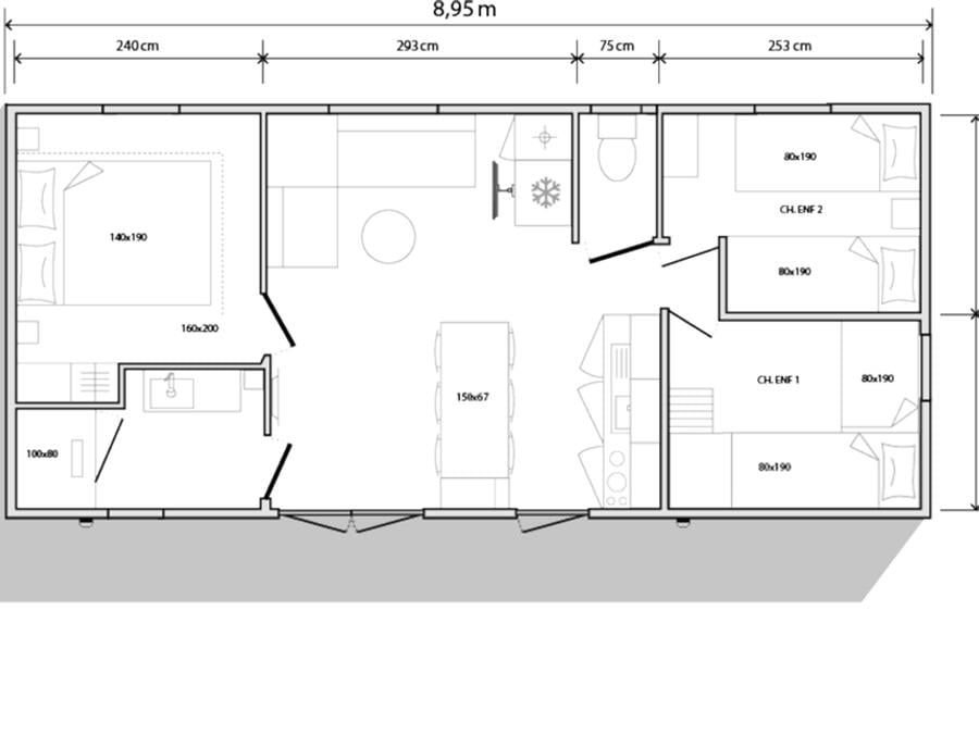 Mobilhome 6 personnes - O'Hara Premium 33m² (3 chambres) + Terrasse 6
