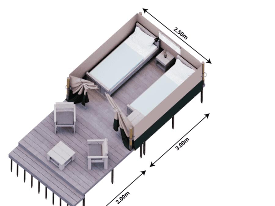 Tente en toile et en bois 2 personnes - Tente Safari XS 2