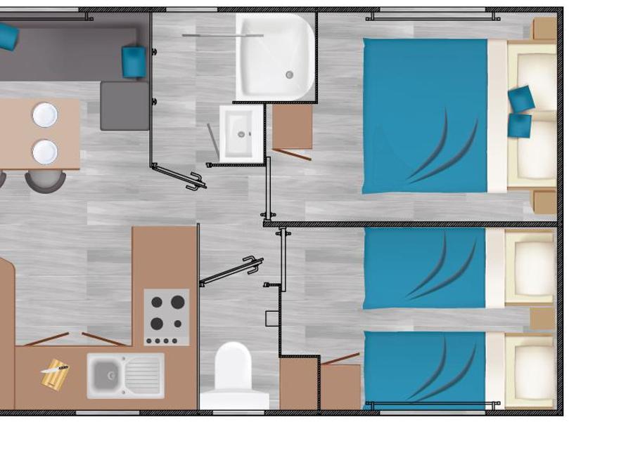 Bungalow 4 personnes - Bungalow Premium 2 chambres 4 pers 5