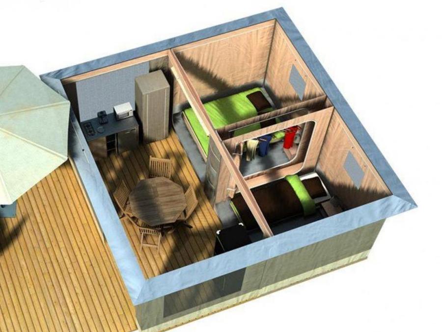 Bungalow toilé 4 personnes - Bungalow toilé 2 chambres - sans sanitaires 6