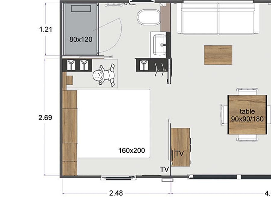 Mobilhome 4 personnes - Gamme PREMIUM SPA – 2 ch – 2 SDB – 4 pers - Climatisation 4