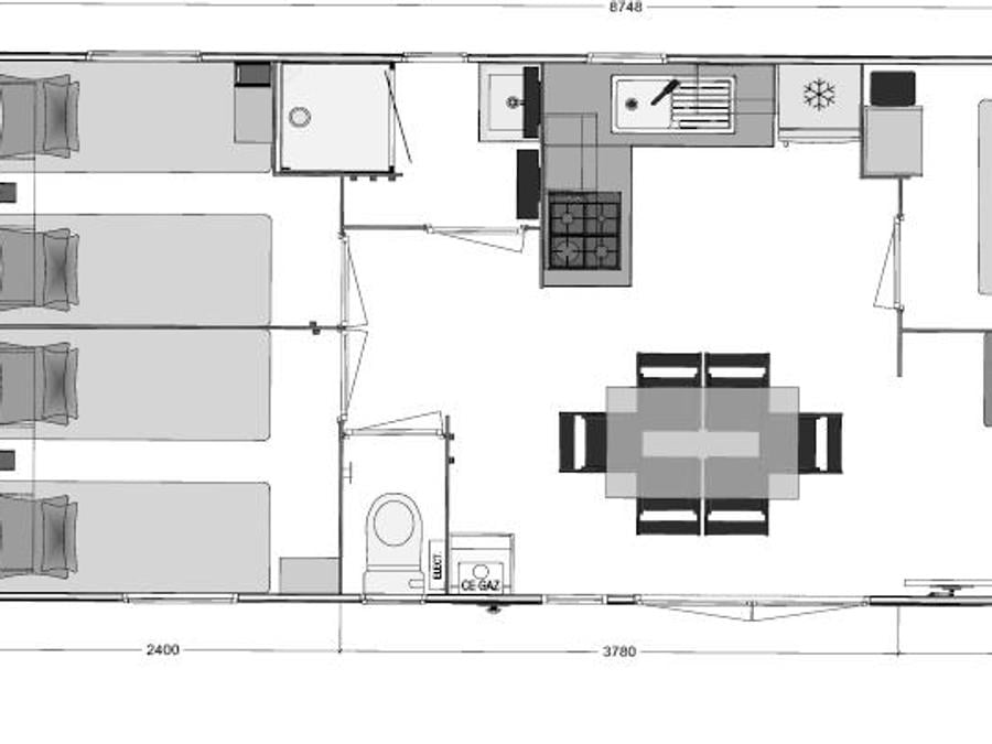 Mobilhome 6 personnes - BERMUDES TRIO MODULO GRAND CONFORT 4