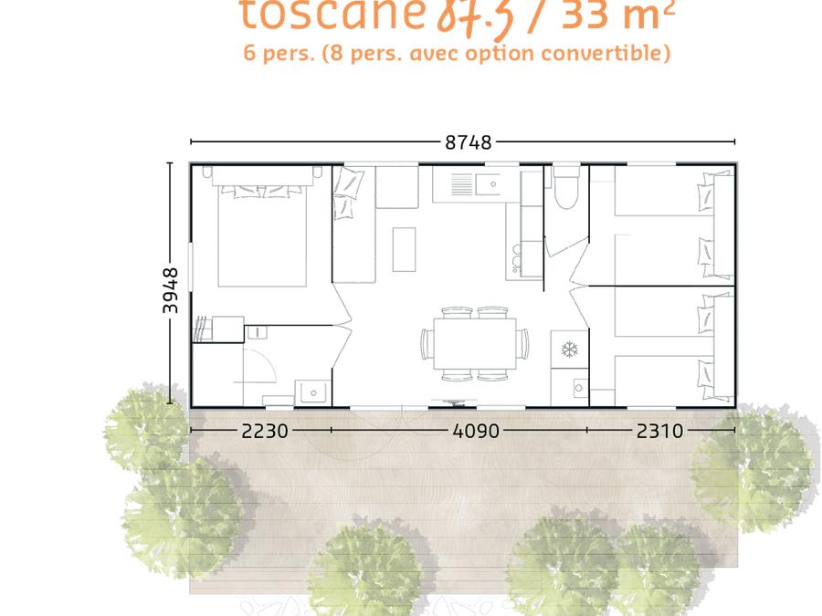 Mobilhome 6 personnes - TOSCANE Trio 3 Ch 15