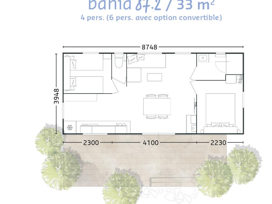 Mobilhome 4 personnes - BAHIA DUO 33 m² - PREMIUM - 2 Chambres 14