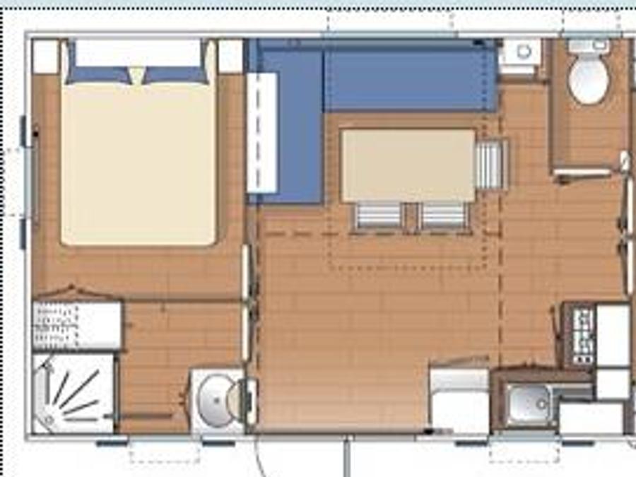 Mobilhome 6 personnes - ECO Mobil home 3ch. MAGDALENA (+ de 10 ans) 29m² + Terrasse semi-couverte 6 pers 6