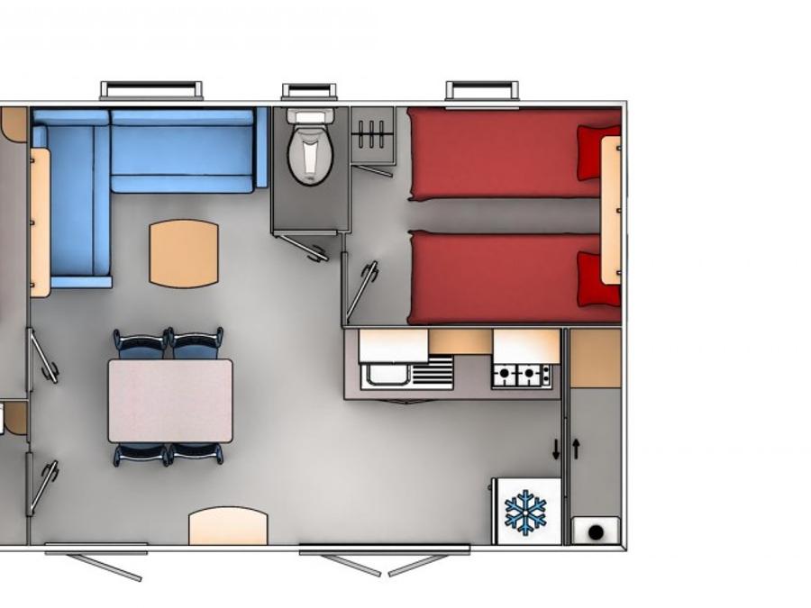 Mobilhome 6 personnes - CONFORT Mobil home 2ch. CATLEYA (2017) 27m² + Terrasse semi-couverte 4/6 pers 14