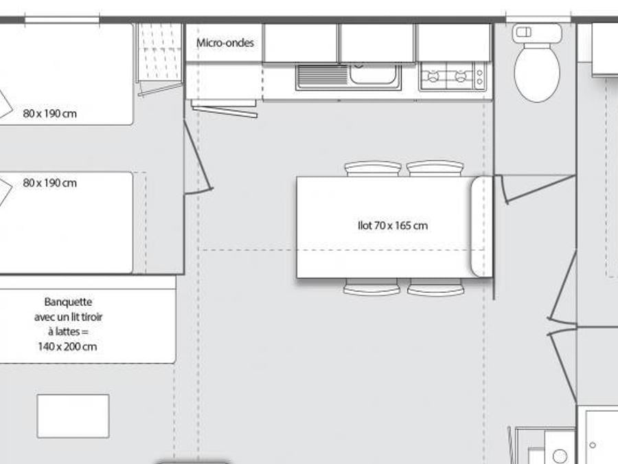 Mobilhome 6 personnes - CONFORT Mobil home 2ch. CATLEYA (2017) 27m² + Terrasse semi-couverte 4/6 pers 7