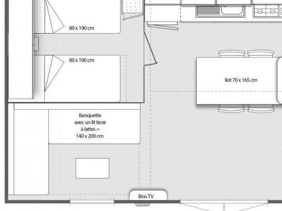 Mobilhome 6 personnes - CONFORT Mobil home 2ch. CALYPSO (2016) 28m² + terrasse semi-couverte 4/6 pers 8