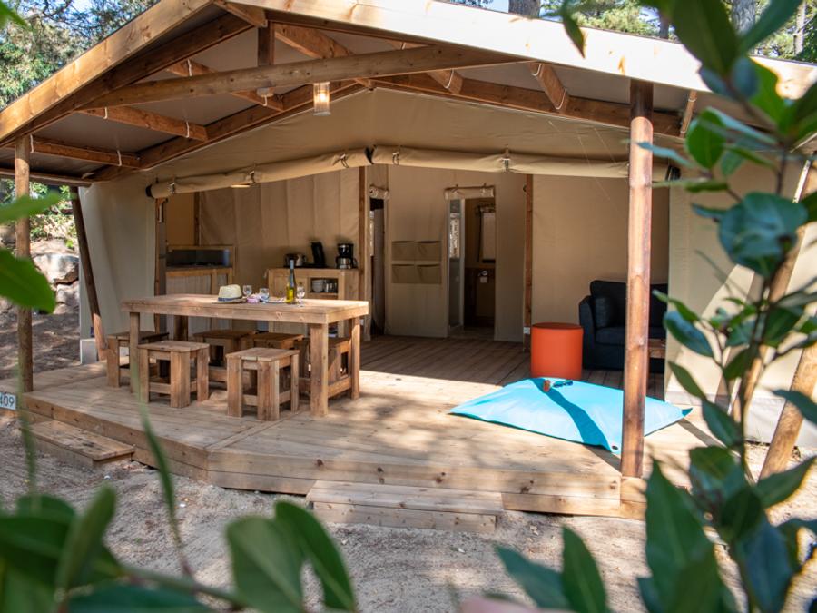 Tente 5 personnes - Tente 2ch. GIROFLEE (2023) 32 m² + Terrasse semi-couverte 4/5 pers 0