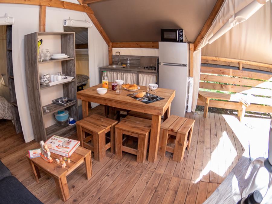 Tente en toile et en bois 5 personnes - Tente 2ch. GENET (2023) 21m² + terrasse semi-couverte 4/5 pers 6