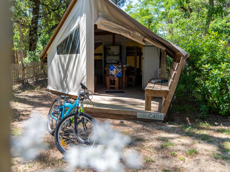 Tente en toile et en bois 5 personnes - Tente 2ch. GENET (2023) 21m² + terrasse semi-couverte 4/5 pers 8