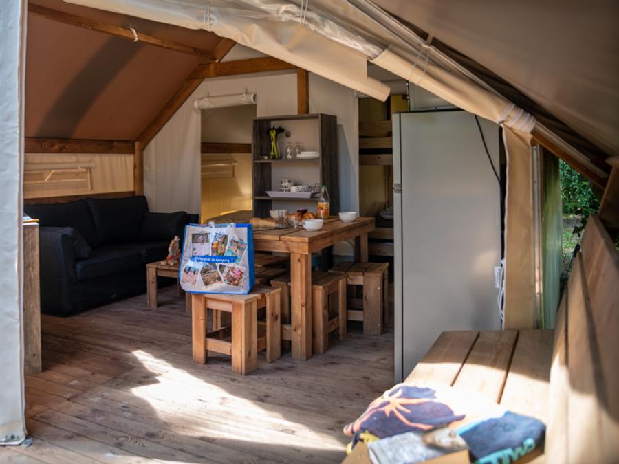 Tente en toile et en bois 5 personnes - Tente 2ch. GENET (2023) 21m² + terrasse semi-couverte 4/5 pers 2