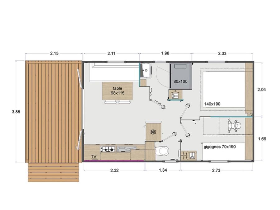 Mobilhome 4 personnes - MH Savana Lodge - 2 chambres - 24m² 4 pers 4
