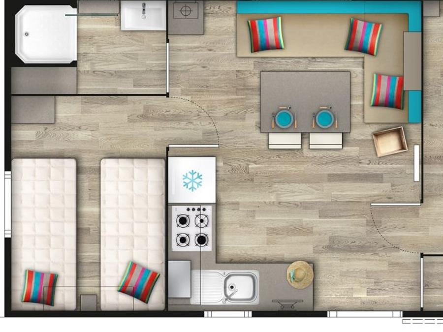 Mobilhome 4 personnes - Mobil-home Moana - 2 chambres - 28m² 4 pers 2