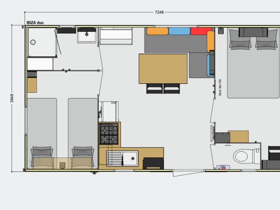 Mobilhome 4 personnes - Mobil-home Moana - 2 chambres - 28m² 4 pers 12