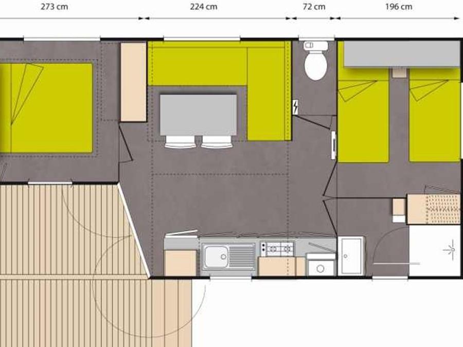 Mobilhome 4 personnes - Mobil-home Tahia (M) - 2 chambres - 28m² 4 pers 6